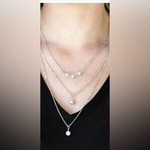 Paparazzi Silver Layered Pearl Necklace